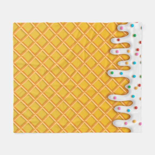 Ice Cream Drip Waffle Cone With Sprinkles Fleecedecke (Vorderseite (Horizontal))