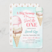 Ice Cream ersten Geburtstag Einladung (Vorne/Hinten)