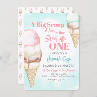 Ice Cream ersten Geburtstag Einladung