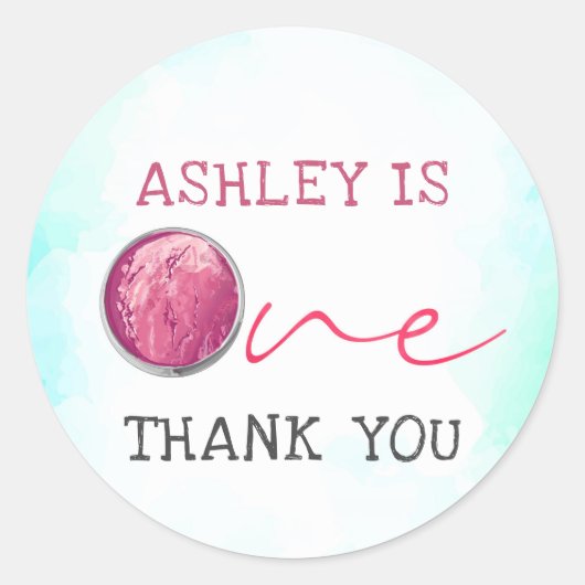 Ice Cream ersten Geburtstag Vielen Dank Runder Aufkleber (Vorderseite)