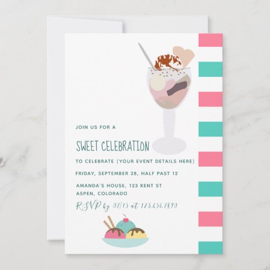 Ice Cream Geburtstag Einladung (Vorderseite)