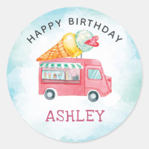 Ice Cream Geburtstag Happy Birthday Runder Aufkleber