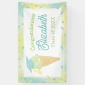 Ice Cream Graduation Party Blue Green Banner (Vertikal)