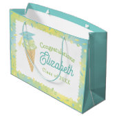 Ice Cream Graduation Party Blue Green Große Geschenktüte (Rückseite Schrägansicht)