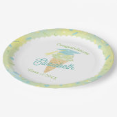 Ice Cream Graduation Party Blue Green Pappteller (Schrägansicht)