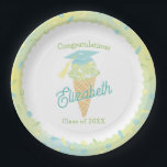 Ice Cream Graduation Party Blue Green Pappteller<br><div class="desc">Throw an ice cream social to celebrate the new graduate with this cute ice cream cone design in soft pastel blue and green tones!  Perfect for an elementary graduate or just a graduation party for someone that loves ice cream!</div>
