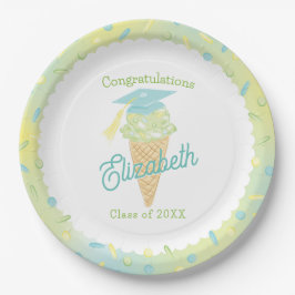 Ice Cream Graduation Party Blue Green Pappteller