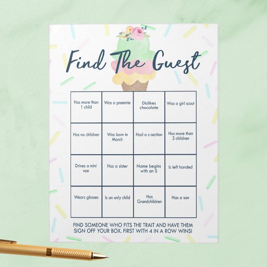 Ice Cream Guest Bingo Showspiel Pack Notizblock