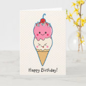 Ice Cream Happy Birthday Karte (Gelbe Blume)