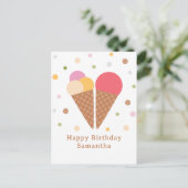 Ice Cream Happy Birthday Postcard Postkarte (Stehend Vorderseite)