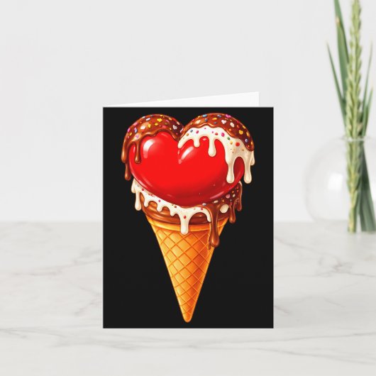 Ice Cream Heart Funny Drip Valentines Day Boys Gir Karte (Vorderseite)