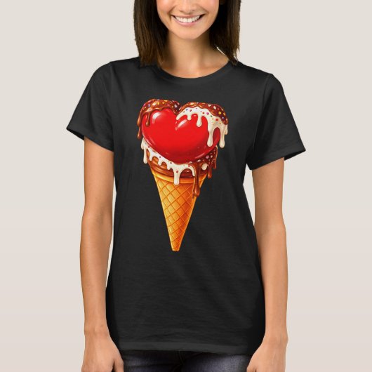 Ice Cream Heart Funny Drip Valentines Day Boys Gir T-Shirt (Vorderseite)