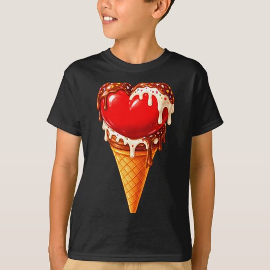Ice Cream Heart Funny Drip Valentines Day Boys Gir T-Shirt (Vorderseite)