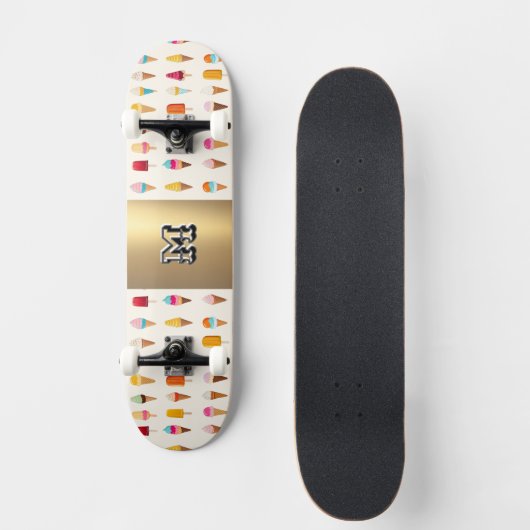 Ice Cream Lollies Mit Monogramm Retro Seaside Fun Skateboard (Vorderseite)