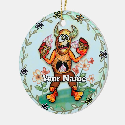 Ice Cream Monster Keramik Ornament (Links)