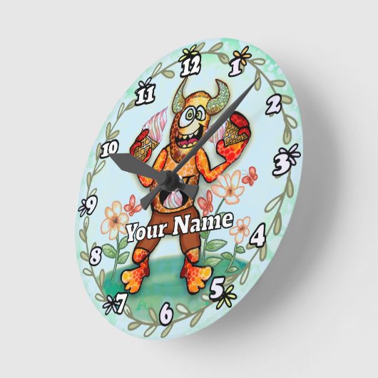 Ice Cream Monster Runde Wanduhr (Winkel)