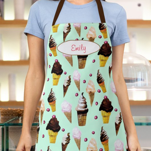 Ice Cream Parlor Mint Green Personalized Schürze