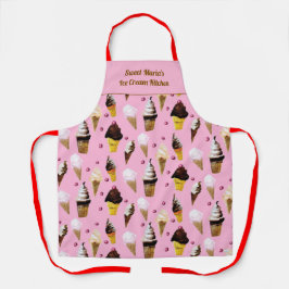 Ice Cream Parlor Retro Pink Personalized Apron Schürze