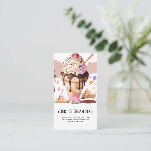 Ice Cream Parlor Visitenkarte (Stehend Vorderseite)