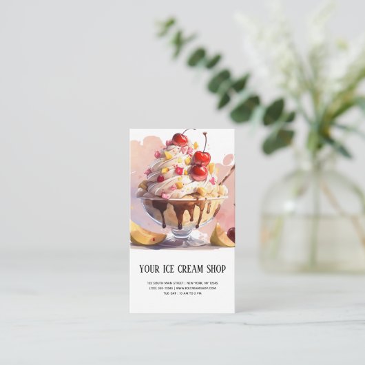 Ice Cream Parlor Visitenkarte (Stehend Vorderseite)