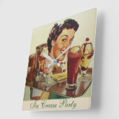 ICE CREAM PARTY Girl of Ice Quadratische Wanduhr (Winkel)