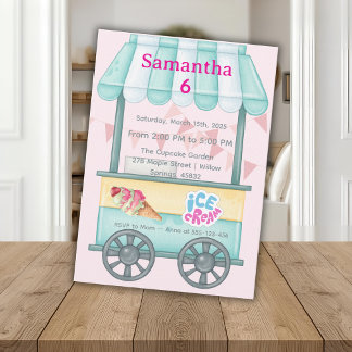 Ice Cream Party Invitation, Samantha 6th Birthday Einladung