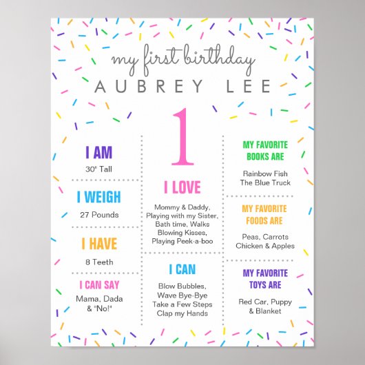 Ice Cream Pastel Sprinkles Mädchen zum ersten Gebu Poster (Vorne)