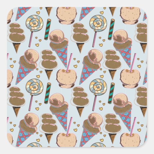 Ice cream pattern | Lollies pattern | lollipop 25 Quadratischer Aufkleber (Vorderseite)