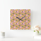 Ice cream pattern | Lollies pattern | lollipop 26 Quadratische Wanduhr (Zuhause)