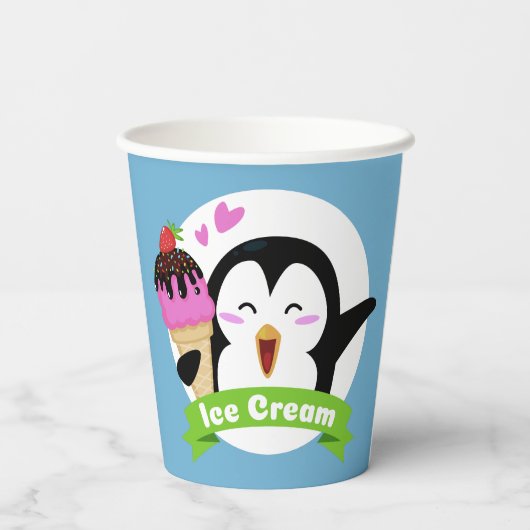 Ice Cream Penguin-Farbe Pappbecher (Rückseite)