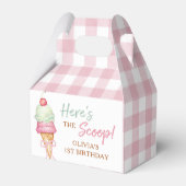 Ice Cream Pink Bow Gingham Birthday Party Geschenkschachtel (Rückseite)