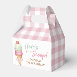 Ice Cream Pink Bow Gingham Birthday Party Geschenkschachtel