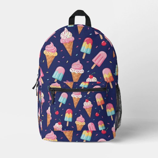 Ice cream, popsicles and cherries pattern bedruckter rucksack (Vorderseite)