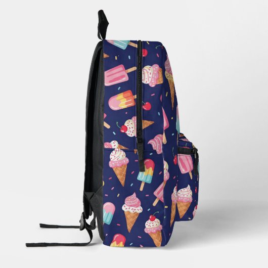 Ice cream, popsicles and cherries pattern bedruckter rucksack (Links)