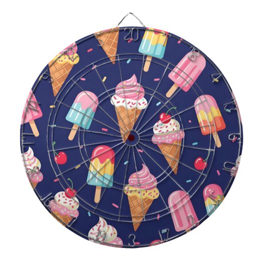 Ice cream, popsicles and cherries pattern dartscheibe (vorne)