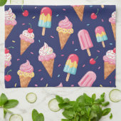 Ice cream, popsicles and cherries pattern geschirrtuch (Gefaltet)