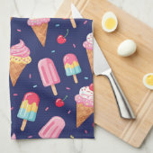 Ice cream, popsicles and cherries pattern geschirrtuch (Viertel Falte)