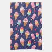 Ice cream, popsicles and cherries pattern geschirrtuch (Vertikal)