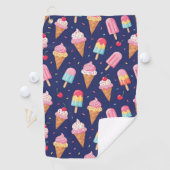 Ice cream, popsicles and cherries pattern golfhandtuch (Insitu)