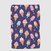 Ice cream, popsicles and cherries pattern golfhandtuch (Vorderseite)