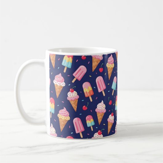 Ice cream, popsicles and cherries pattern kaffeetasse (Links)