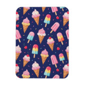 Ice cream, popsicles and cherries pattern magnet (Vertikal)