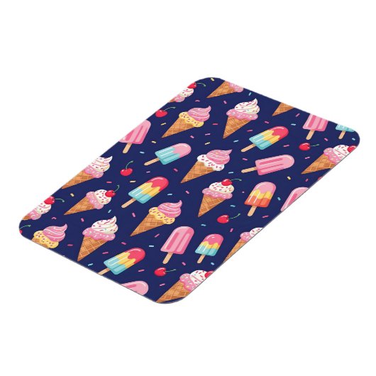 Ice cream, popsicles and cherries pattern magnet (Linke Seite)