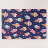 Ice cream, popsicles and cherries pattern puzzle (Horizontal)
