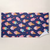 Ice cream, popsicles and cherries pattern strandtuch (Vorderseite)
