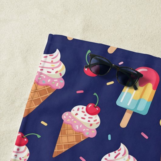 Ice cream, popsicles and cherries pattern strandtuch (Beispiel)