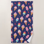 Ice cream, popsicles and cherries pattern strandtuch (Vorderseite)
