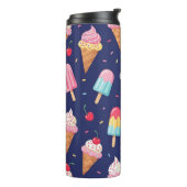 Ice cream, popsicles and cherries pattern thermosbecher (Nach links gedreht)