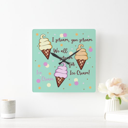 Ice Cream Quadratische Wanduhr (Zuhause)