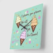 Ice Cream Quadratische Wanduhr (Winkel)